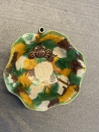 A Chinese 'egg and spinach'-glazed 'crab in lotus' water dropper, Kangxi